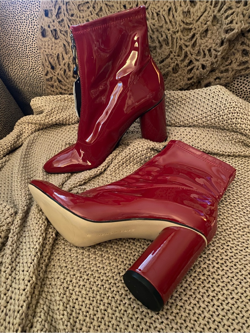 Zara red patent booties 40 9 NEW NWT